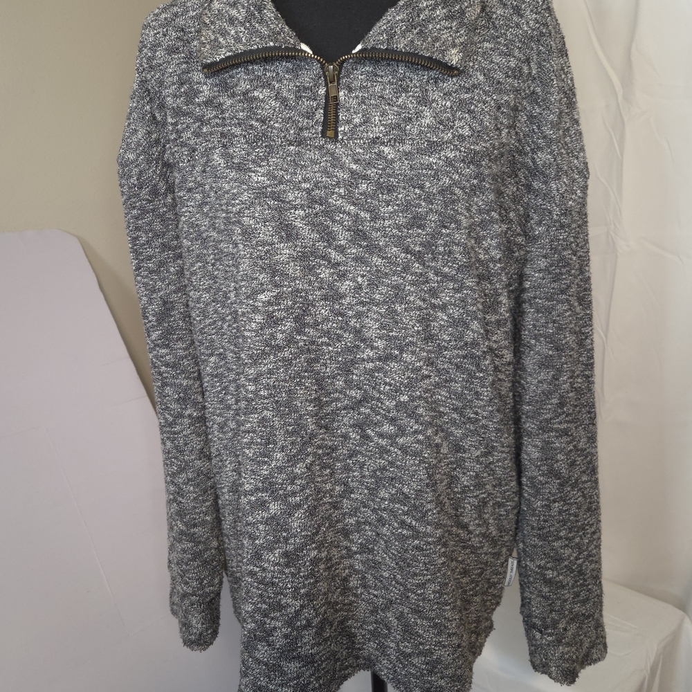 Woolly Threads Women's Black and Gray Marled Cotton Blend Knit Sweater Size L